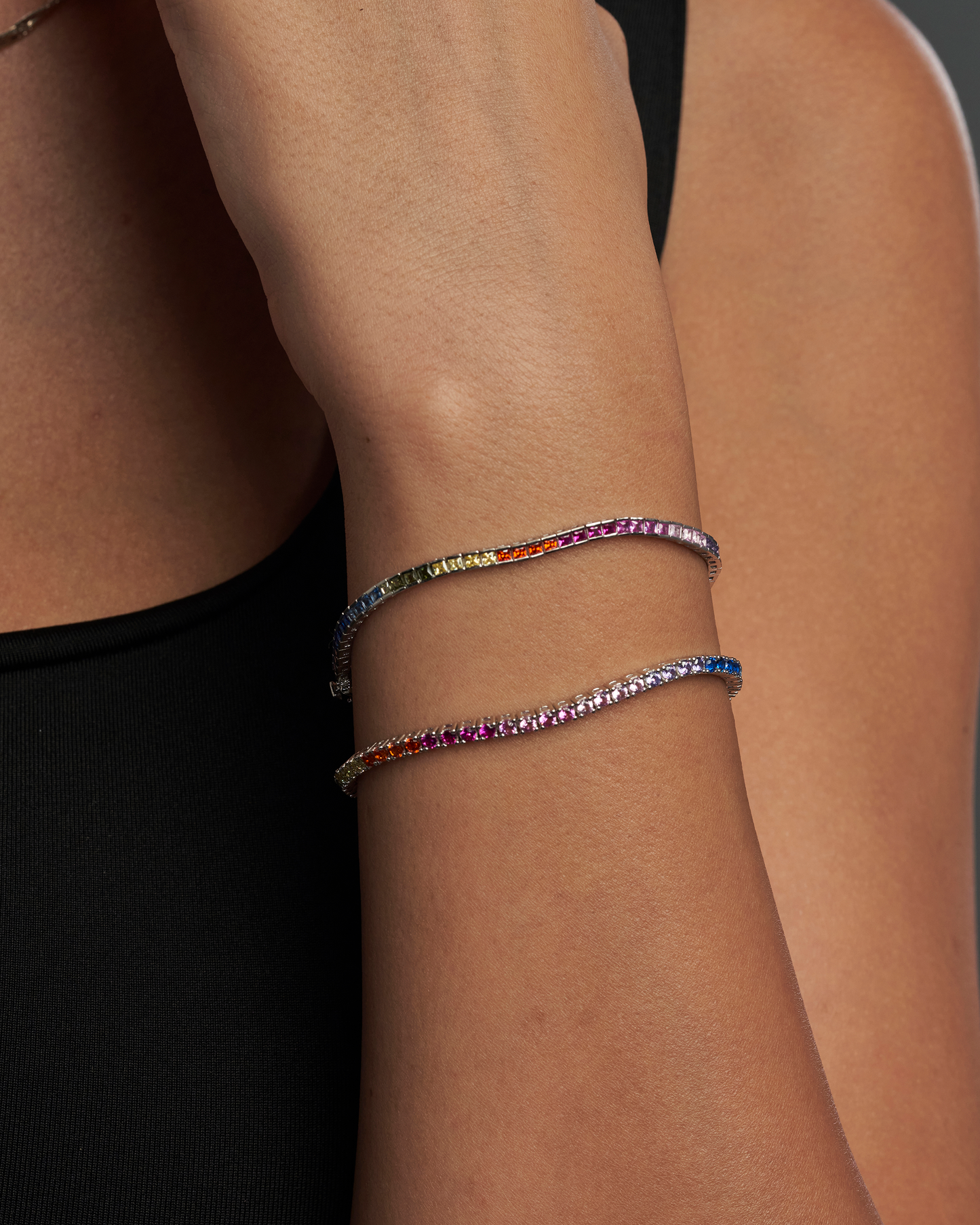 Rainbow tennis bracelet